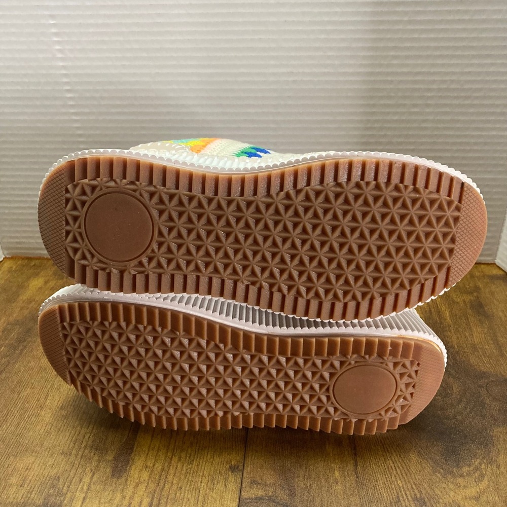 BERNESS Women's Crochet Patchwork‎ Platform Sneakers Cream Multi Color Size 7 - Picture 5 of 10